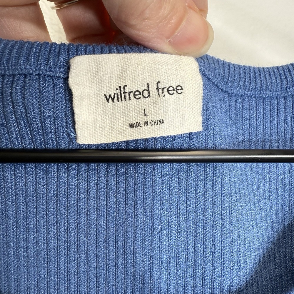 Aritzia Wilfred Free Cut-Out‎ Knit Tank Mini Dress Blue Fitted Large Bodycon - Picture 4 of 8